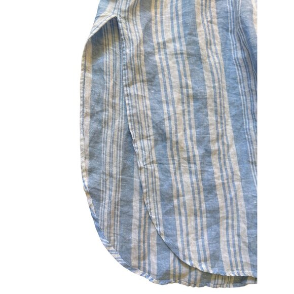 MEDIUM H&M Lemlem Blue Stripe Linen Shirtdress  Boho Beach Dress - Picture 7 of 13